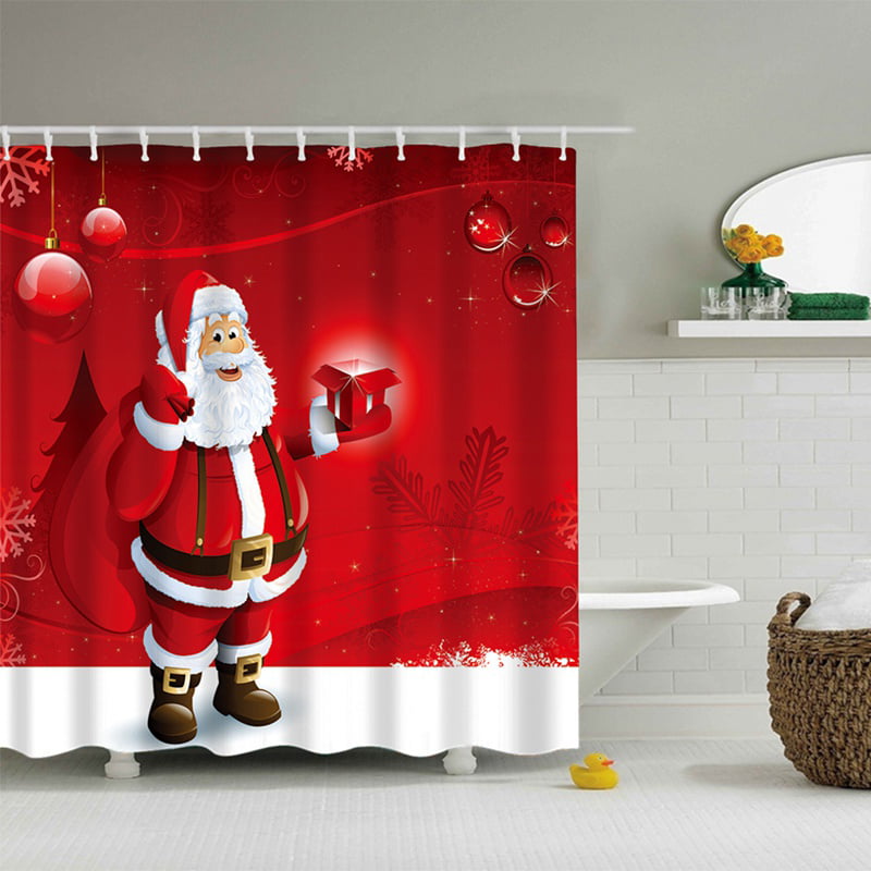 72X72" Merry Christmas Funny Santa Claus Bathroom Shower Curtain For Bathroom 