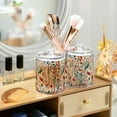thumbnail image 3 of Yayeee 2 Pack Qtip Holder Bathroom Cotton Swab Canister with Lid Clear Dispenser Set, Watercolor Leaves, 3 of 6
