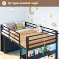 thumbnail image 3 of Twin Size Loft Bed with LED Lights, 6 Storage Drawers, 2 Tier Storage Shelves,Metal Low Loft Bed with 15" H Stairs,Safety Guardrail, Spave Saving, Black/White/ Brown/Pink, 3 of 8