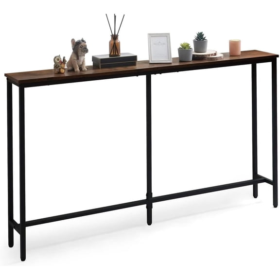 47" Narrow Long Console Table Behind Couch, Sofa Table for Entryway Living Room, Skinny Long Hallway Table, Rustic Oak