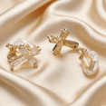 thumbnail image 4 of Yoursfs Gold Cross Clip on Earrings for Women Crystal Cross Earrings Hypoallergenic Christian Earring 18k Gold Plated Jewelry, 4 of 5
