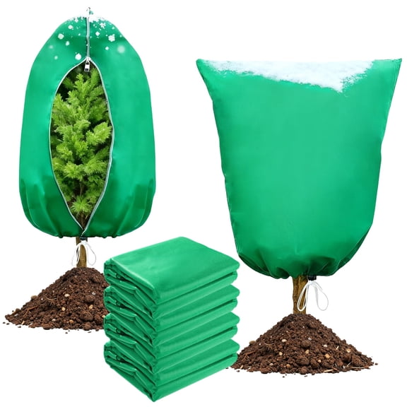 4 Pack Plant Frost Covers with Zipper – 45" x 70" Reusable Freeze Protection Bags, Easy-On Shrub & Tree Covers for Winter Wind, Snow & Birds