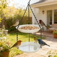 thumbnail image 4 of SCNOR 2-in-1 Hanging Bird Feeder and Bird Bath for Outdoors, 2-Tier White Plastic Birdbath Tray for Water & Seed, Durable Wild Bird Feeder for Garden, Backyard, Patio, 4 of 6