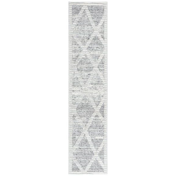 SAFAVIEH Martha Stewart Lucia Dimitar Diamond Shag Runner Rug, Grey/Ivory, 2' x 8'