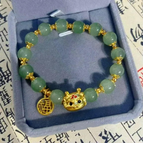 GKNET Chinese Style Dragon Beaded Attract Wealth Lucky Bracelet Bangle Women Jewelry-1.Bring wealth