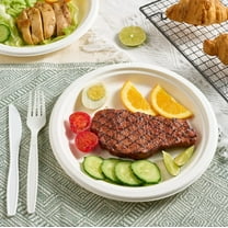 Eco-Friendly 9-Inch Compostable Plates – Natural Sugarcane Bagasse, 100% Biodegradable, Durable & Microwave Safe Disposable Plates (100 Count)