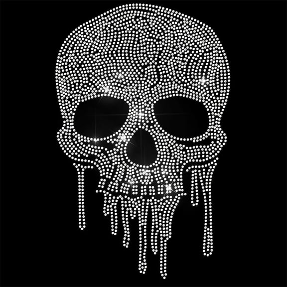 White Rhinestone Iron on Transfer Skeleton Bling Diamond Hotfix Patches for Clothes Large Iron On Sequin Applique for Jeans Jacket Caps Bag T-Shirts Shoes DIY Decor