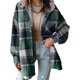thumbnail image 1 of Chaqueta de Franela con Capucha y Cuadros para Mujer, Abrigo Grueso de Invierno para Mantener el , Chaqueta de Forro Cálida y Suave con Botones Verde L, 1 of 10