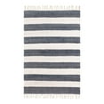 thumbnail image 3 of Unique Loom Chindi Rag Collection Area Rug - Striped (4' 1" x 6' 1" Rectangle Navy Blue/Ivory), 3 of 7