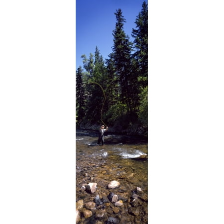 Fisherman flyfishing in river Spearfish Lawrence County South Dakota USA Canvas Art - Panoramic Images (36 x
