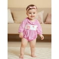 thumbnail image 6 of Rovasas Baby Girl Plaid Romper Pumpkin Embroidery Long Sleeve Bubble Jumpsuit, 6 of 9