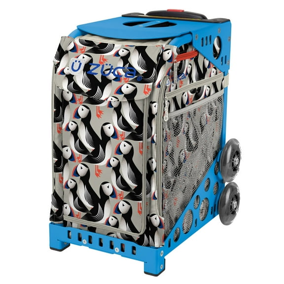 Zuca 18" Sport Bag - Playful Puffins with Flashing Wheels (Blue Frame)