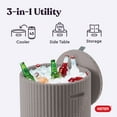 thumbnail image 6 of Keter Side Table Cooler 10.3 Gallon Cooler 3 in 1 Outdoor Patio Table and Ice Chest Storage, Ideal Hot Tub Table, Decor and Outdoor Patio Bar, Portable Bar, Rattan Look Cappuccino, 6 of 11