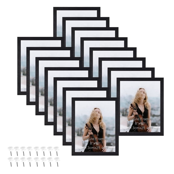 8x10 Picture Frame Set of 15, Black MDF Classic Photo Frame for Wall or Tabletop