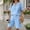 Light blue, variant on GZWYHT Linen Pant Sets Women 2 Piece Outfits,Cotton Short Sets For Women Bohemian Sets Sweatsuit Lounge Set Womens Beach Vacation Set Cotton Summer Sets For Women Green M