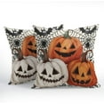 thumbnail image 2 of Halloween Pillow Covers 18x18 Inch Set of 2 Vintage Pumpkin Bat Spider Web Outdoor Throw Pillows Happy Halloween Spooky Holiday Pillowcases for Bed Couch Home Decor, 2 of 8