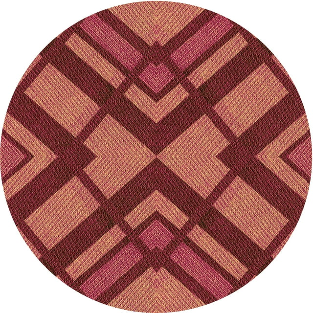 Ahgly Tapis Rond Lavable en Machine Intérieur Transitionnel Orange Vif, 8 Pieds Rond