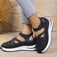 thumbnail image 4 of qkdmdw Black Women'S Roman Sandals Platform Slide Sandals Pu Hollow Summer Fall Fashion Thick Sole 1.37In Heel For Casual Outdoor, 4 of 9