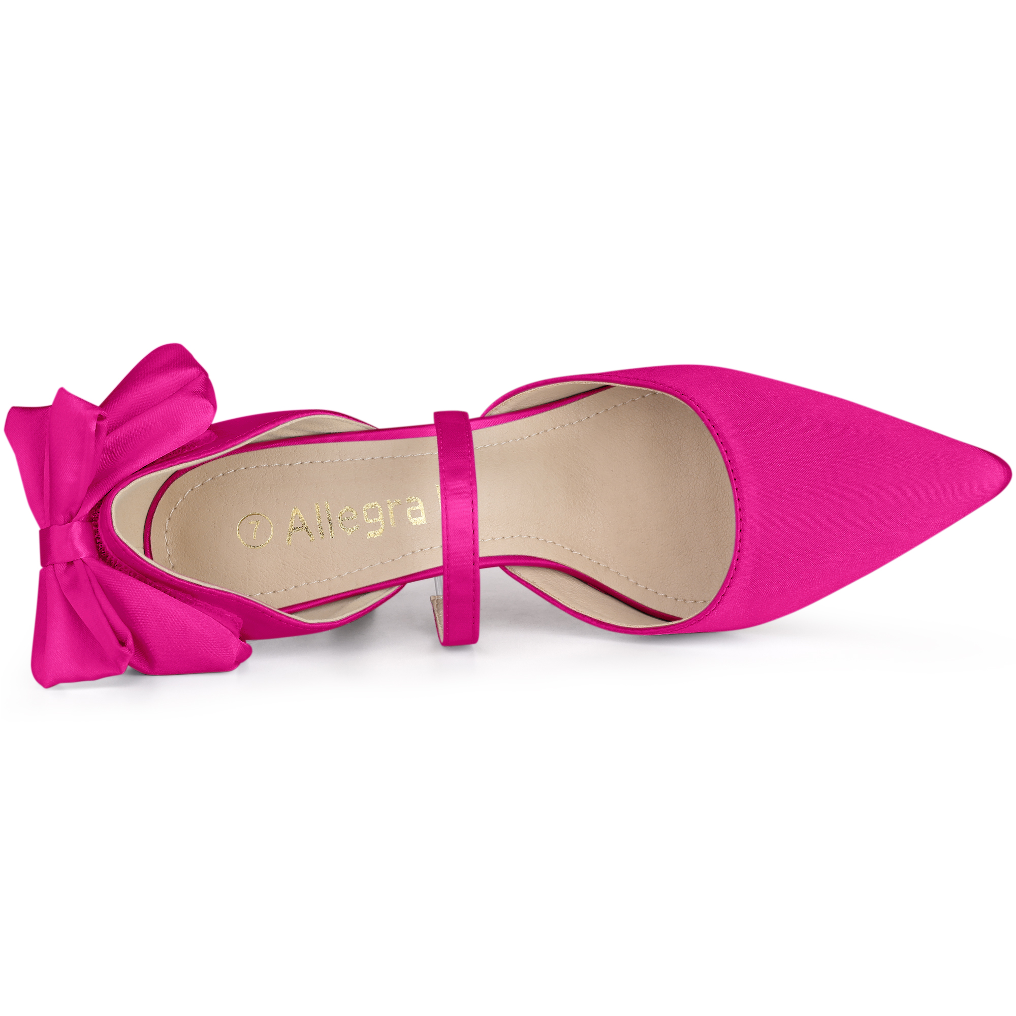 DARING DIVA Women's Pointed Toe Bow Satin Stiletto Heels Pumps Hot Pink 9