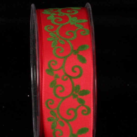 The Ribbon People Red and Green Mistle Wired Craft Ribbon 1.5" x 27 Yards