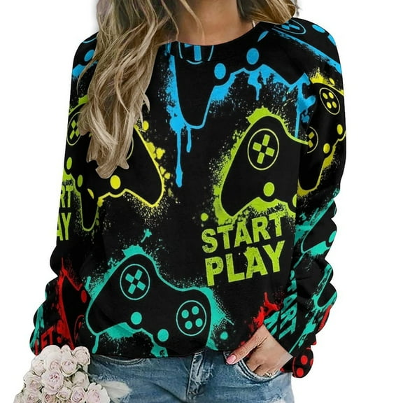 GamePad Women Casual Long Sleeve Hoodie Streetwear Pullovers Top Female Clothing