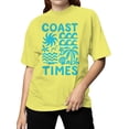 thumbnail image 2 of Coastal Vibes Graphic Art Women's T-shirt Yellow, 2 of 3