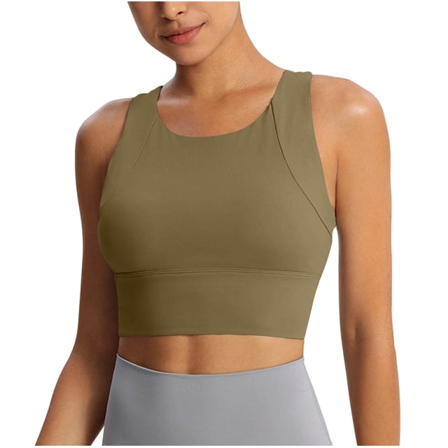 Workout Sports Bras for Women Solid Color Double Shoulder Shockproof Yoga Wireless
