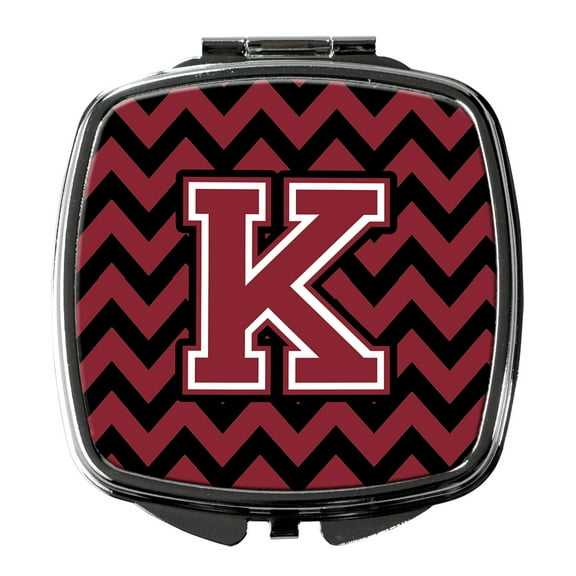 Letter K Chevron Garnet and Black Compact Mirror
