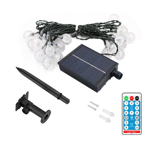 Cadena de lámpara de bola de energía solar, lámpara impermeable, bola de burbuja, bola de cristal