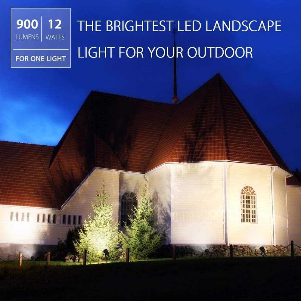 SUNVIE Outdoor Spotlight LED Landscape Lighting 12W with Spiked Stand for Lawn Decorative