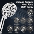 thumbnail image 3 of High Pressure Shower Head, 10 Mode Water Saving Shower Head, Bathroom Shower Hand Shower(1.5M Shower Hose/Anti-Clogging Nozzle), 3 of 5