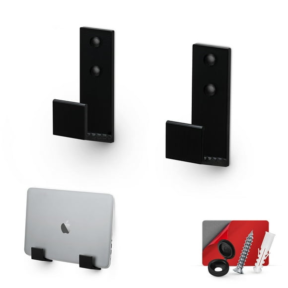 BRAINWAVZ 1.5" Cable Box Wall Mount Hanger Holder, for Routers, Laptops, Modem, Mesh WiFi, Apple TV, Network Switch & More, for Devices Upto 1.5" / 38mm Wide, Adhesive & Screw-in (Black)