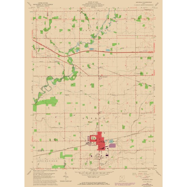 Topo Map Archbold Ohio Quad USGS 1959 23.00 x 31.09 Glossy