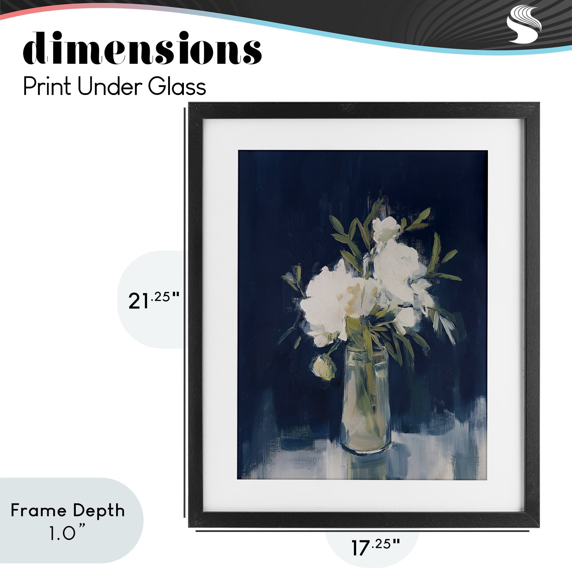 Stupell Industries Peonies On Blue Mirage Black Framed Print Under Glass, design by Svetlana Aleynikova