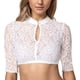 thumbnail image 1 of Blusa clásica blanca de manga corta estilo Dirndl para mujer, con botones en la parte delantera y escote en V, estilo bávaro, traje tradicional de Oktoberfest (XXL), 1 of 4