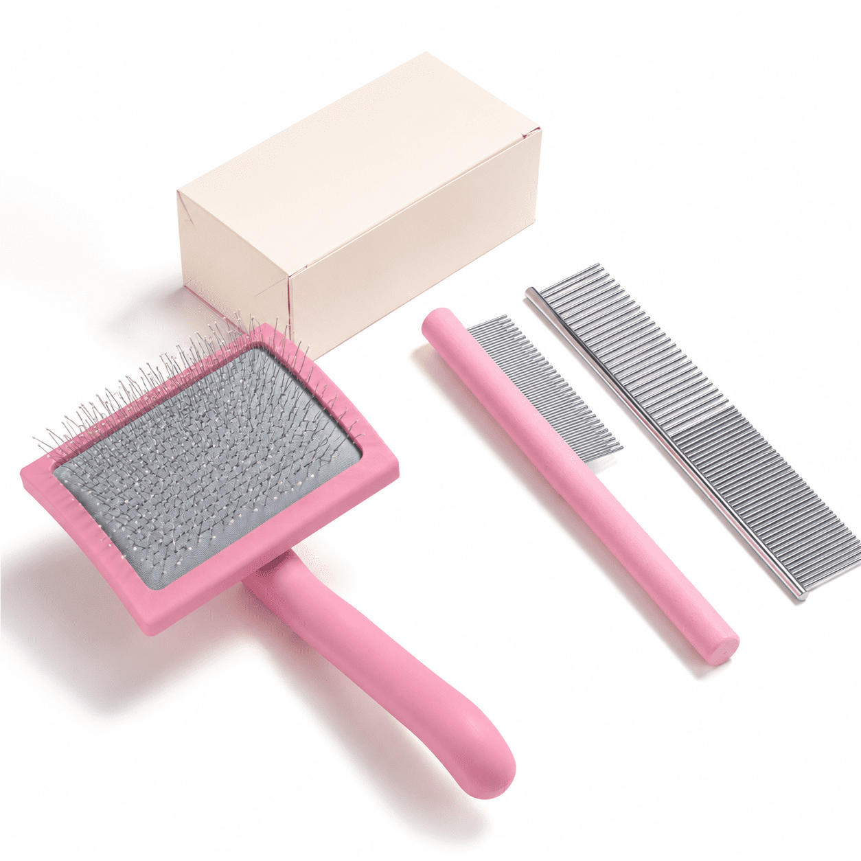 Pink Wooden Handle Slicker Brush for Long Haired Dogs and Cats