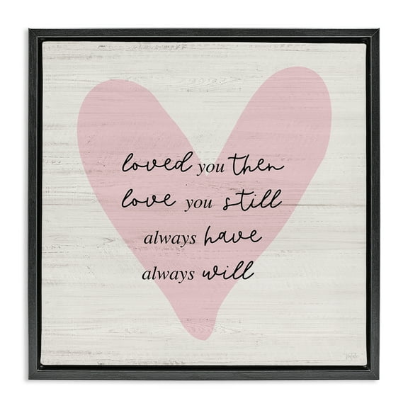 Stupell Industries Love You Still Heart Text & Numbers Painting Black Floater Framed Canvas Art Print Wall Art, 18 x 18