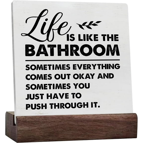 Life Is Like the Bathroom Ceramic Table Sign Decor Desk Sign Humor Bathroom Ceramic Table Sign Rustic Home Restroom Toilet Shelf Wall Decoration