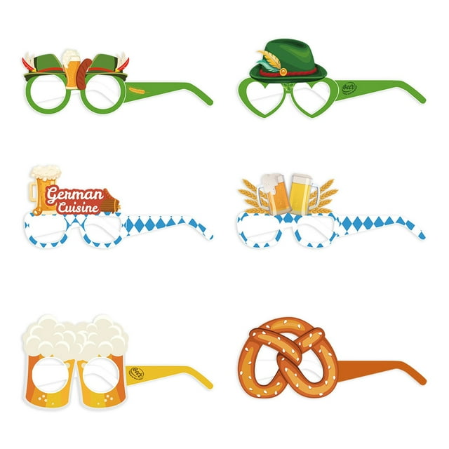 Oktoberfest Themed Party Funny Glasses - Paper Photo Props, Humorous Whimsical Design, Disposable, Encourages Interaction, Festive Accessory