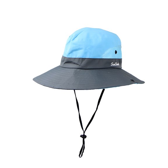 TELOLY Womens UV Protection Wide Sun Hats Cooling Mesh Ponytail Hole Cap Foldable Hat Beach Hats for Women Blue