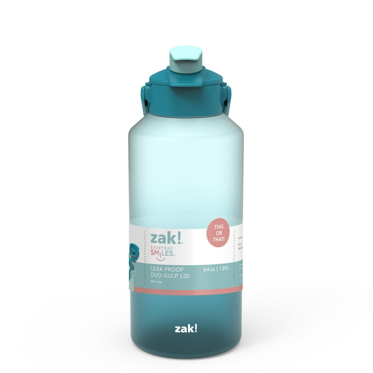 Zak Designs 64oz Durable Plastic Water Bottle with 2-in-1