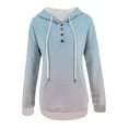 thumbnail image 4 of Cmfcve Women's Fall Athletic Pullover Hooded Jacket Gradient Color Button Up Casual Sweatshirt Blouse Long Sleeve Drawstring Track Henly Tops, 4 of 5