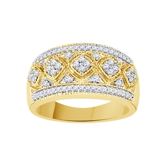 AFFY White Natural Diamond Fashion Ring In 10k Yellow Gold (0.33 Cttw)