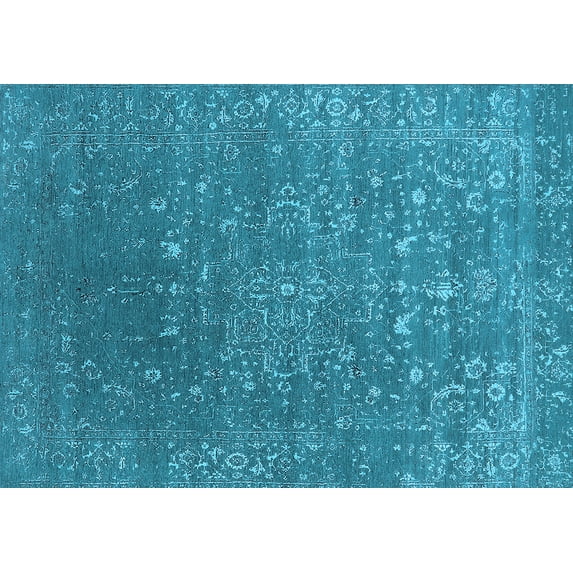 Ahgly Company Indoor Rectangle Oriental Light Blue Industrial Area Rugs, 6' x 9'