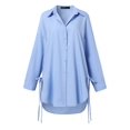 thumbnail image 6 of Women Casual Long Sleeve Button Down Shirt Side Slit Tunic Blouse Tops, 6 of 13