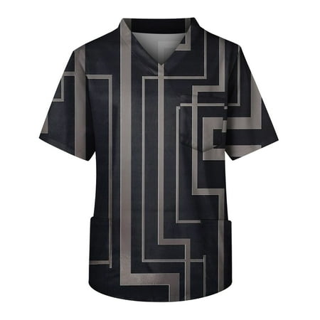 

Mlqidk Black Scrub Top for Men Short Sleeve Polyster Uniform Daily Stretch V Neck Stretch Medical Scrub Top with Pockets Black XXXXL