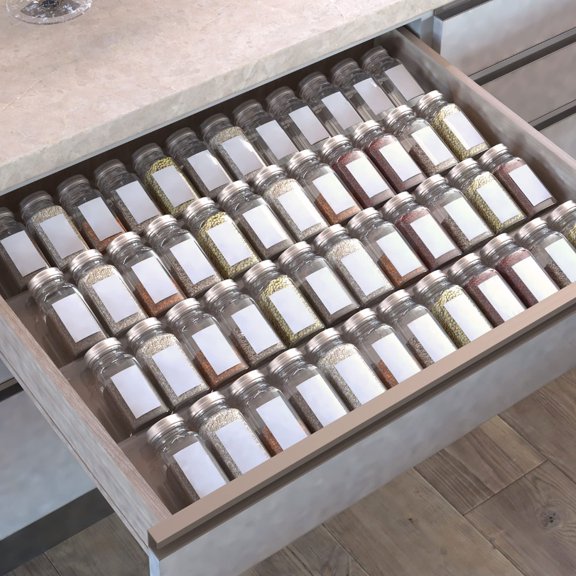 NIUBEE Spice Drawer Organizer, 4Tier Clear Acrylic Expandable From 13" to 26" Seasoning Jars Drawer Insert, Kitchen Drawer Spice Rack Tray for Cabinet/Countertop (Jars Not Included)