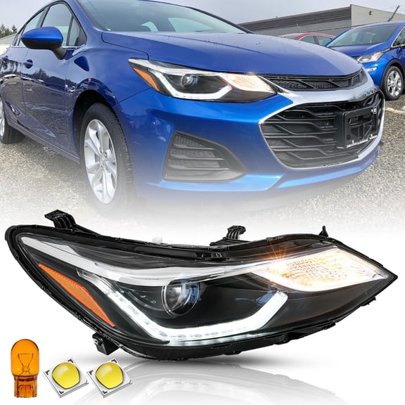 For 2016-2019 Chevy Cruze w/ LED DRL Projector Headlight w/ Bulbs Passenger Side