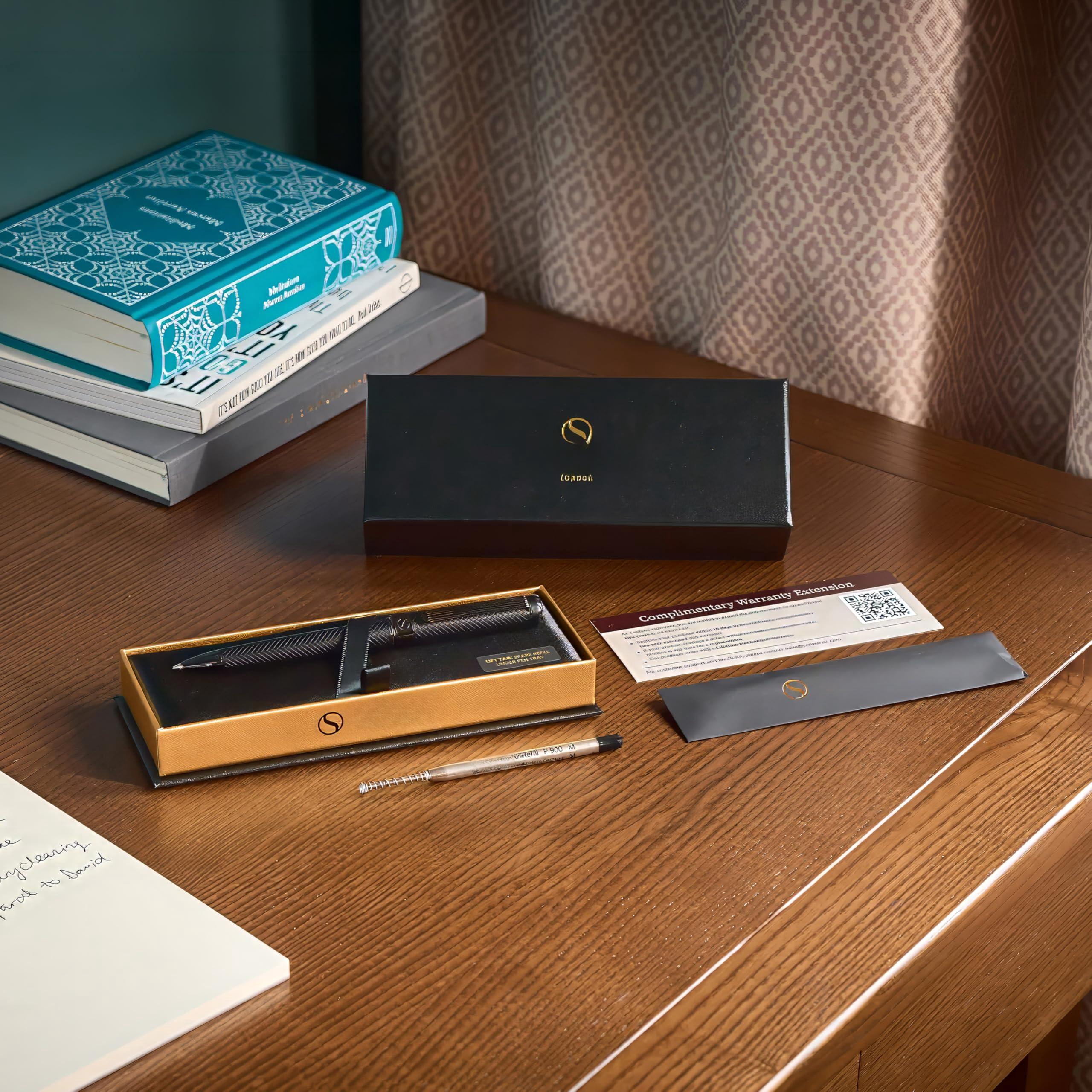 All Black Ballpoint Pen -stunning Luxury Metal Matt  Schmidt Refill Gift Set For Men & Women Professional Executive Office Nice Fancy Designer Pens