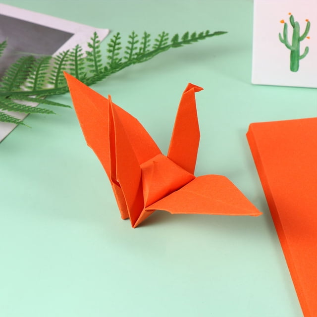 LOLIPPYY 500Pack Origami Paper Kids Folding Paper Orange for Intelligence Development Suitable for School Projects